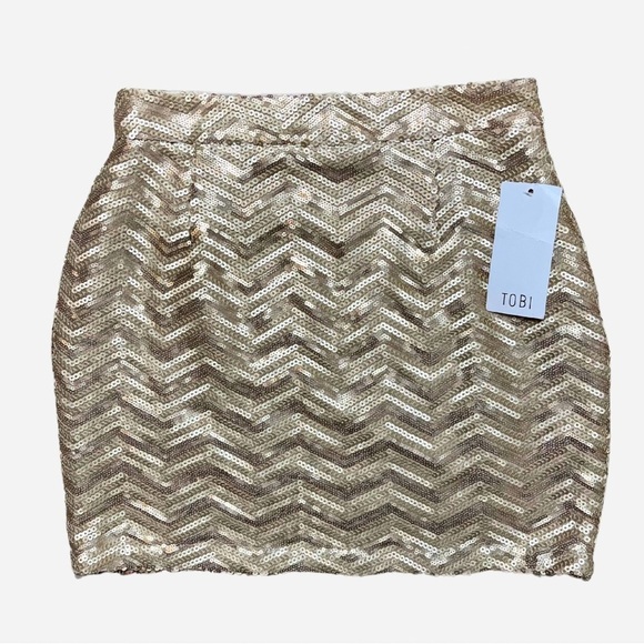 NWT‎ | Tobi Mini Skirt | Gold | Sequin | Small - Picture 4 of 8